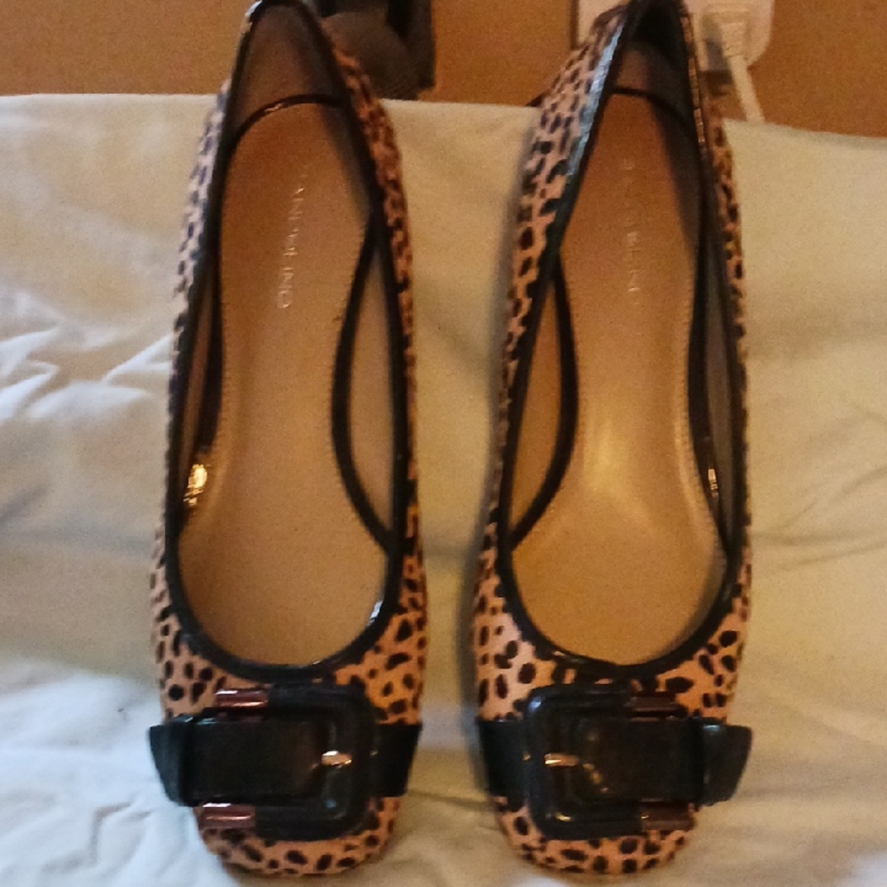 Nine West Brown and Black Heels with Animal Print. Bandolino
